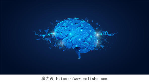 智能大脑蓝色科技大脑科技光效背景展板